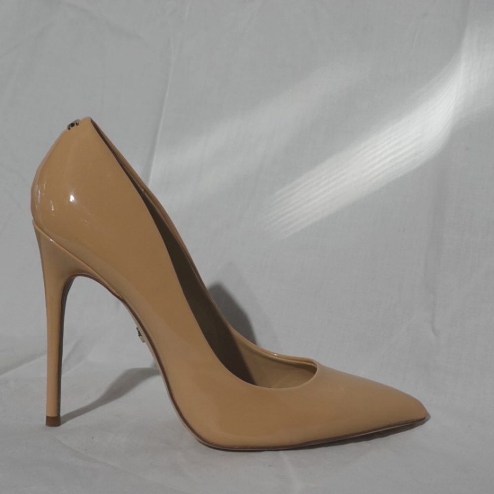 SAM EDELMAN Nude Patent Leather Stiletto Heels, size 9